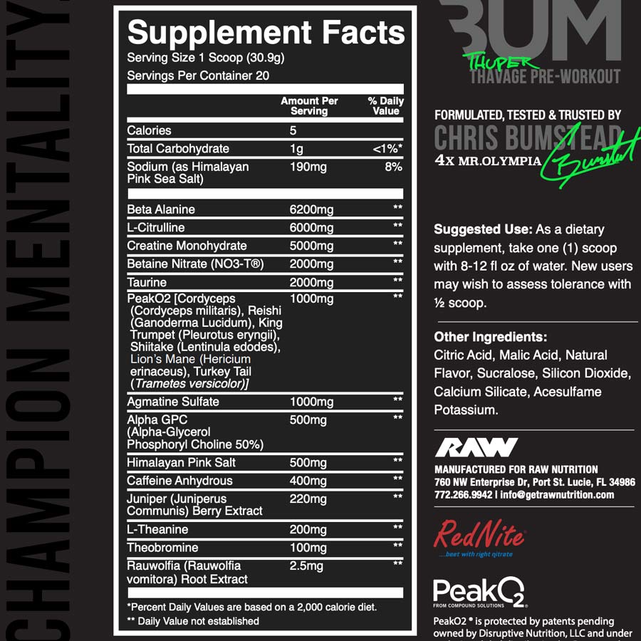 Thuper Thavage Pre Workout Raw Nutrition Nutrition Cartel