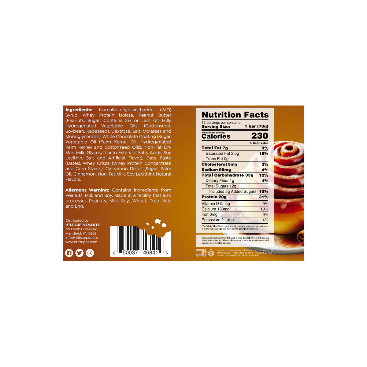 HTLT Cico Protein Bars ingredient label