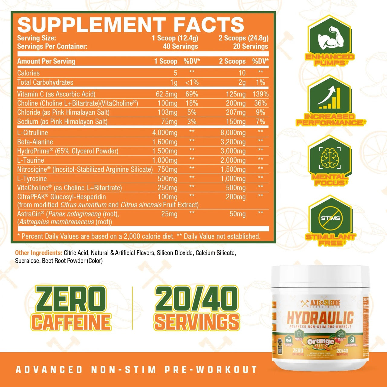 Hydraulic Pre Workout ingredient label 2