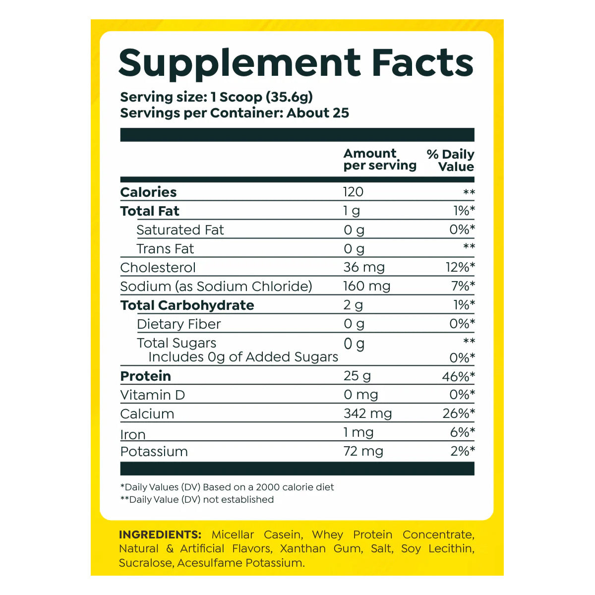 HTLT Casein + Whey Protein ingredient label 2