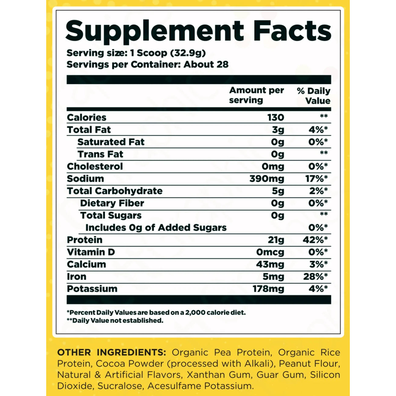 HTLT Vegan Protein ingredient label