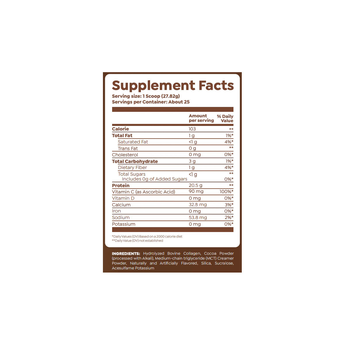 HTLT Collagen+ ingredient label