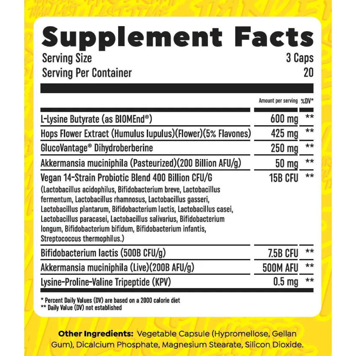 HTLT GO2 Max ingredient label