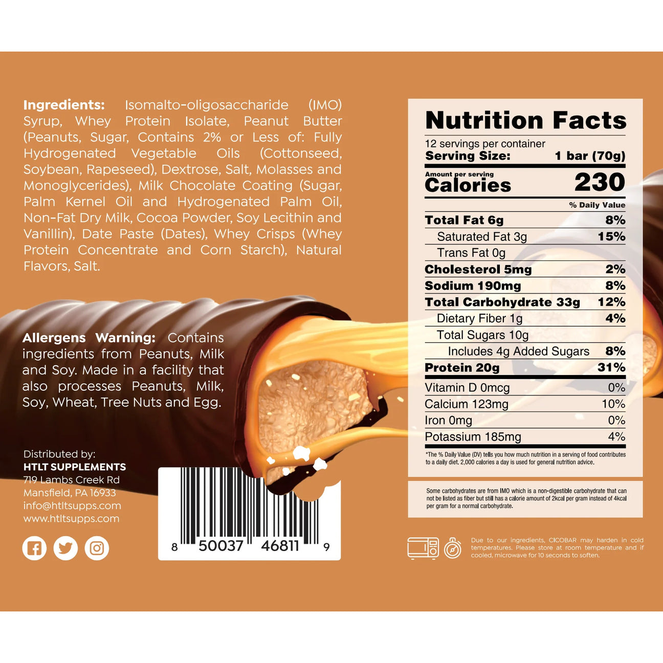 HTLT Cico Protein Bars ingredient label 3