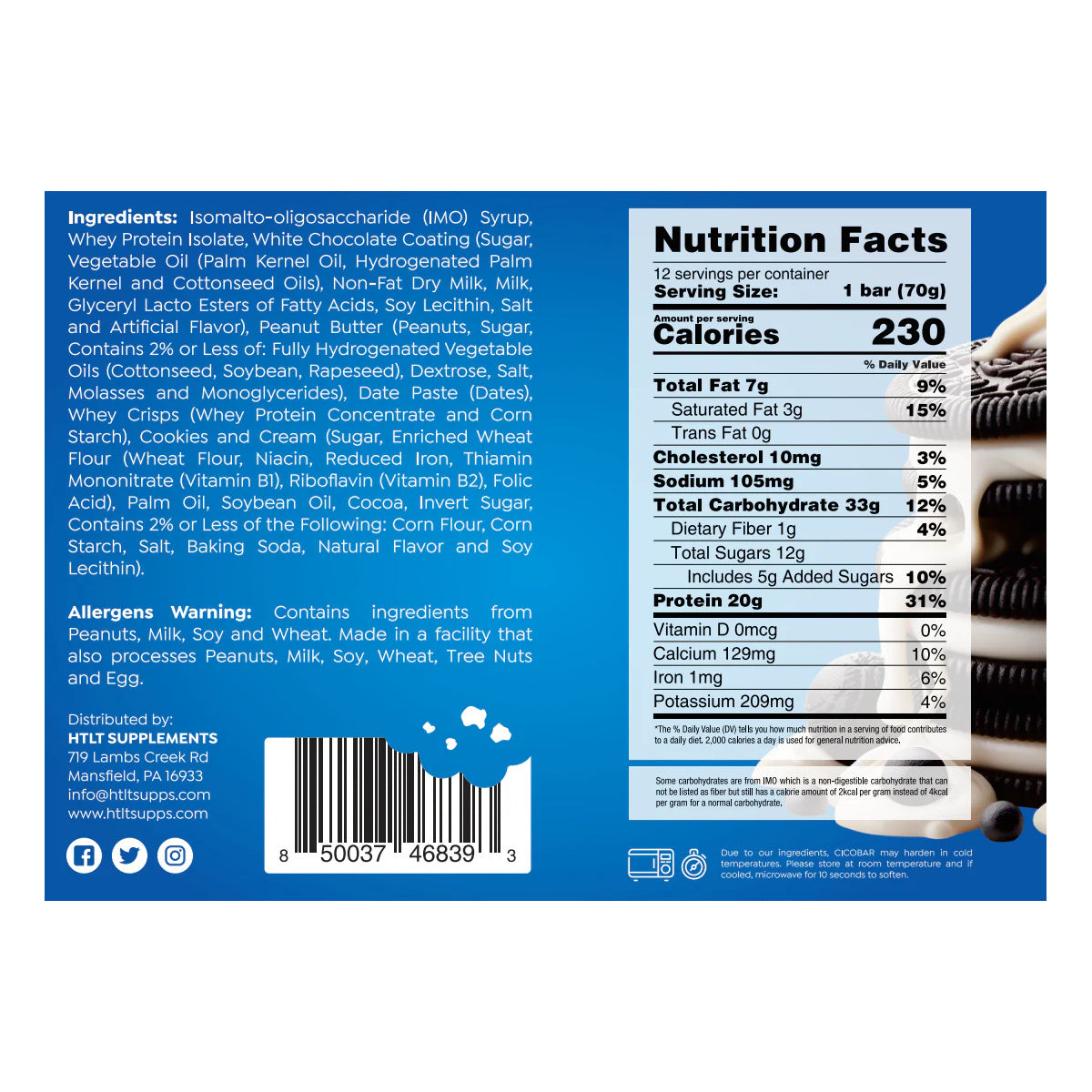 HTLT Cico Protein Bars ingredient label 2