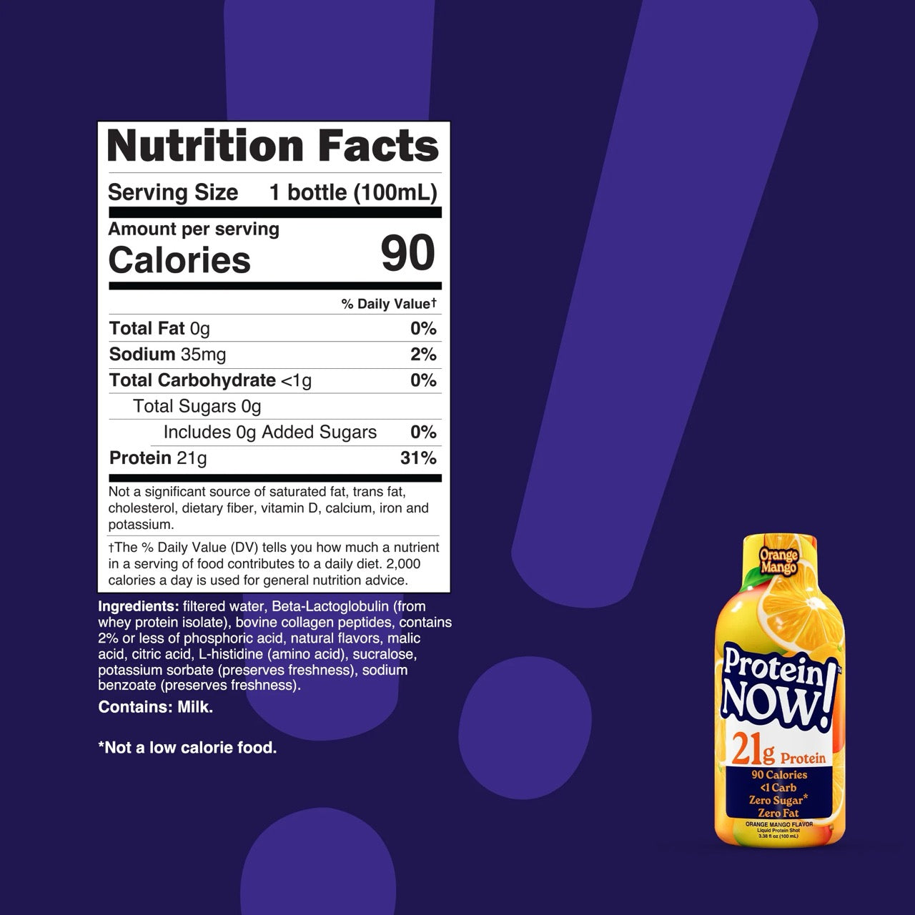 NutraBio Protein Now! Protein Shot ingredient label