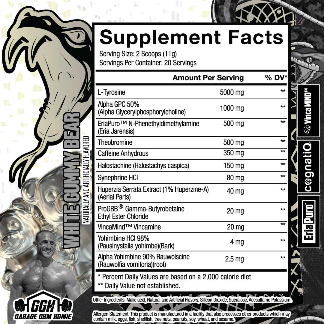 Tweak Pre Workout ingredient label 4