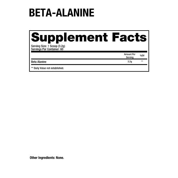 Dragon Pharma Beta Alanine ingredient label