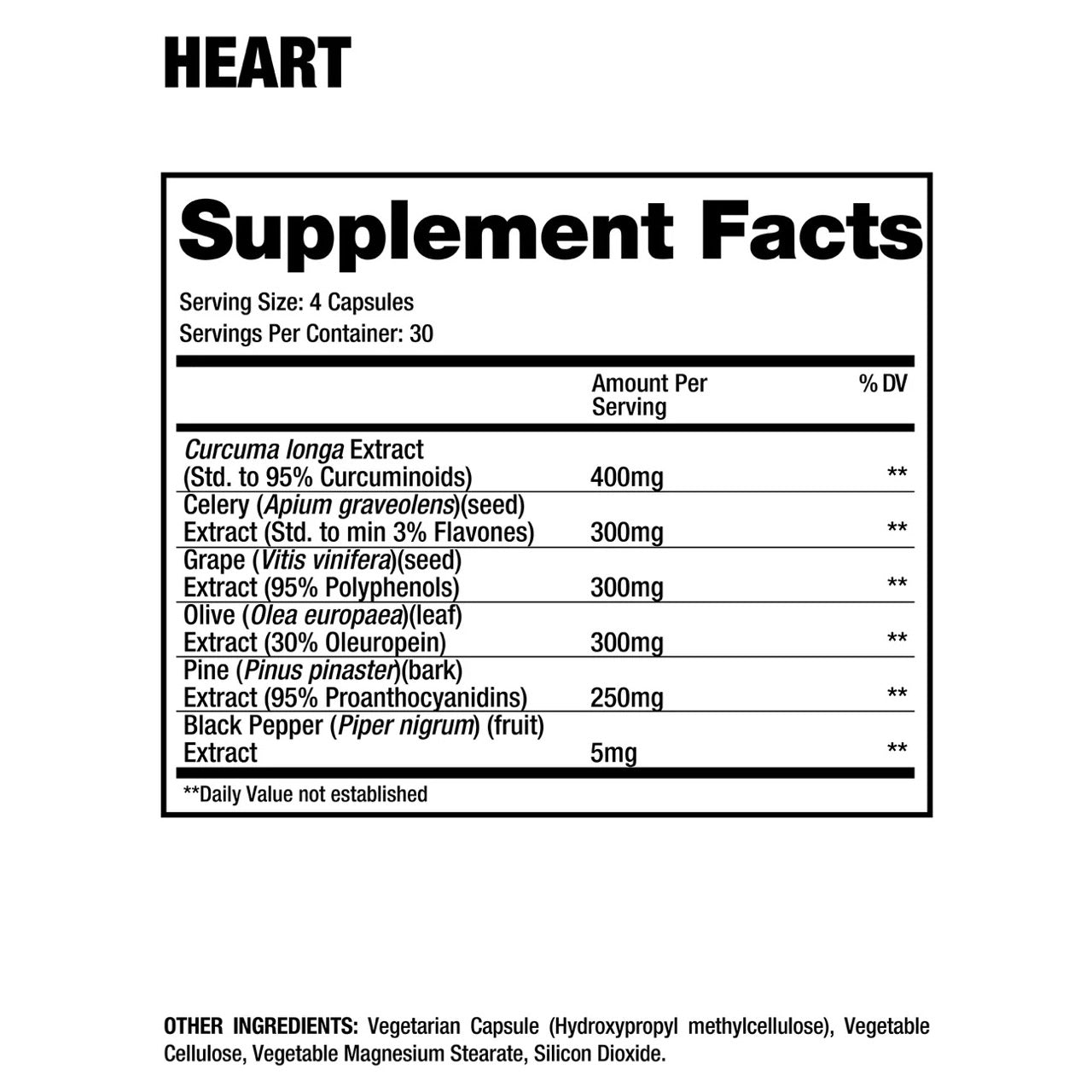 Dragon Pharma Heart Support ingredient label