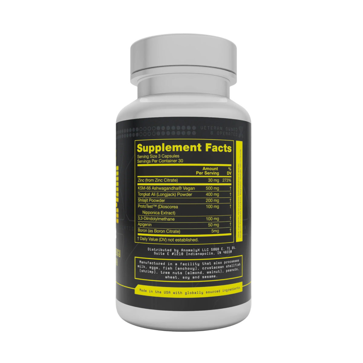 AnomalyX Max Test Support ingredient label