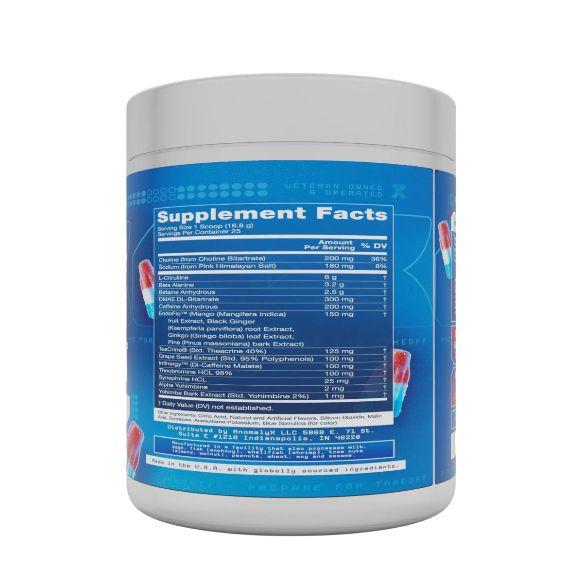 AnomalyX Pre Workout ingredient label