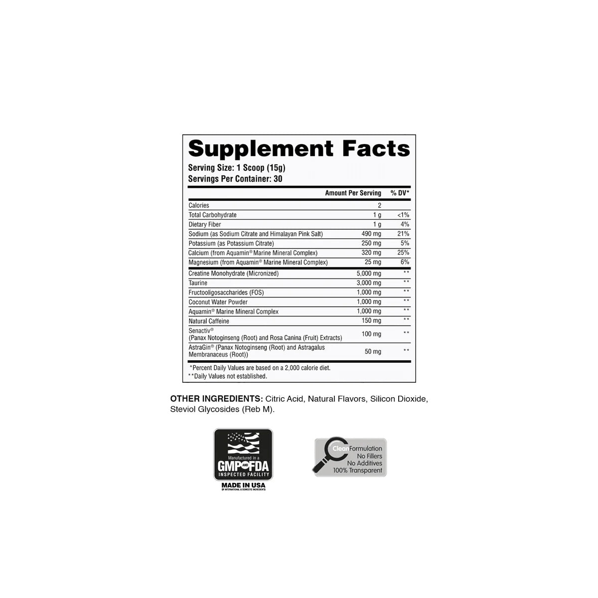 Apollon Thriller ingredient label