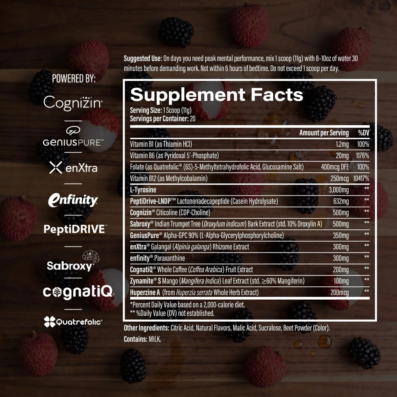 Infinis Cognition Peptide 143 ingredient label
