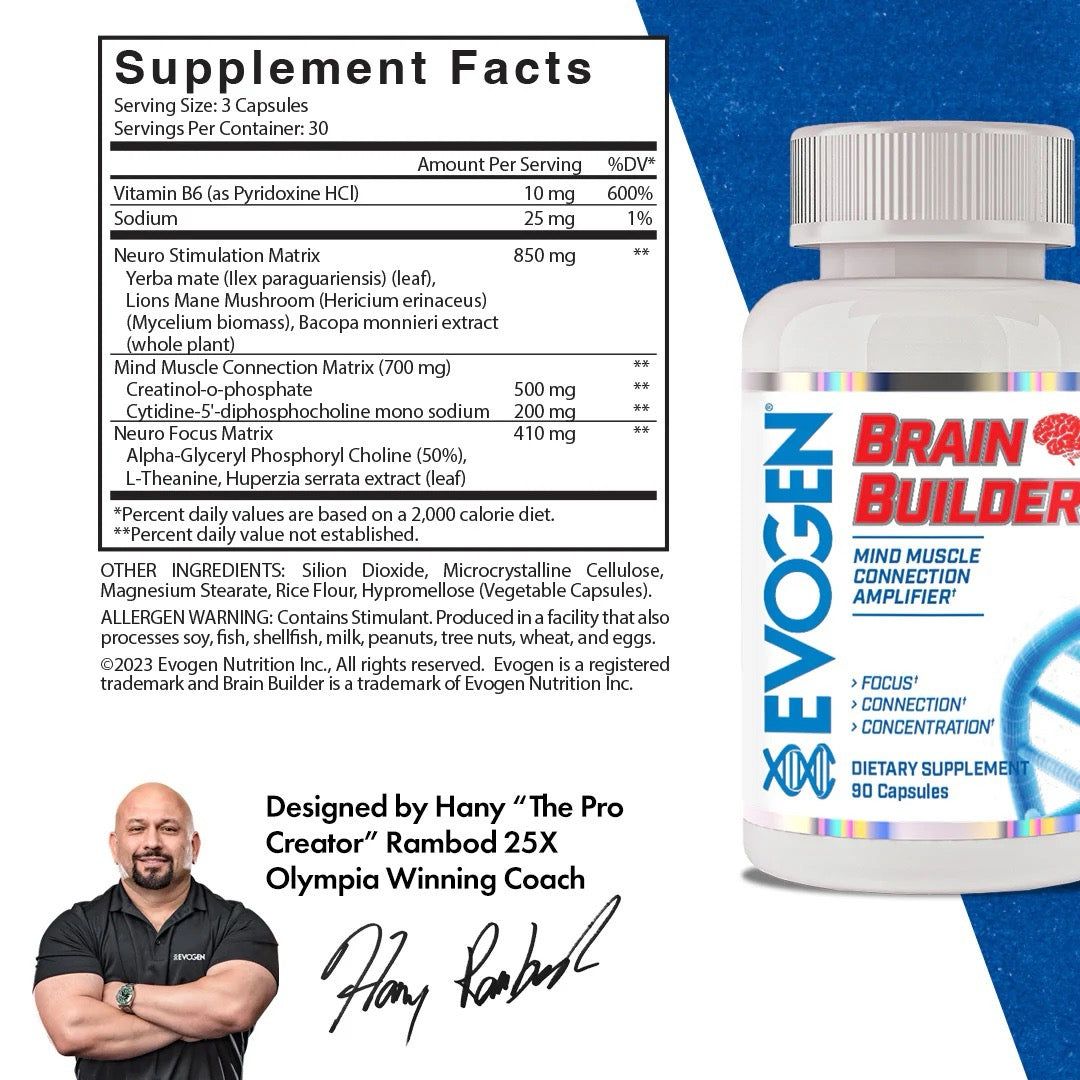 Evogen Brain Builder ingredient label