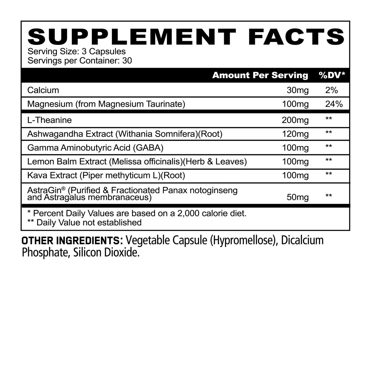 Panda Chillax ingredient label 2