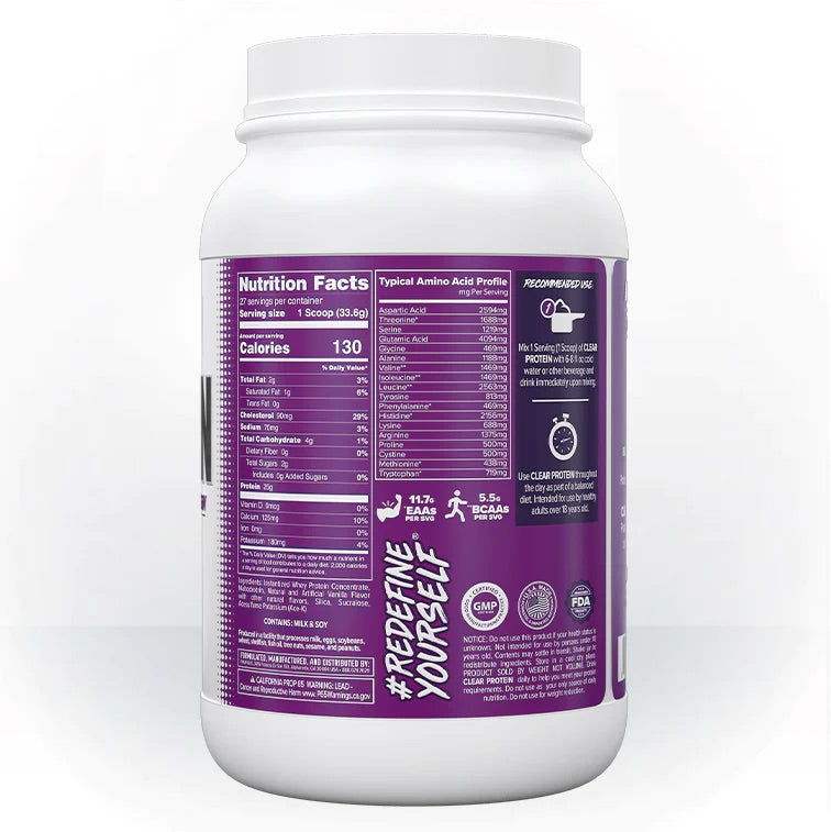 FinaFlex Clear Whey Protein ingredient label