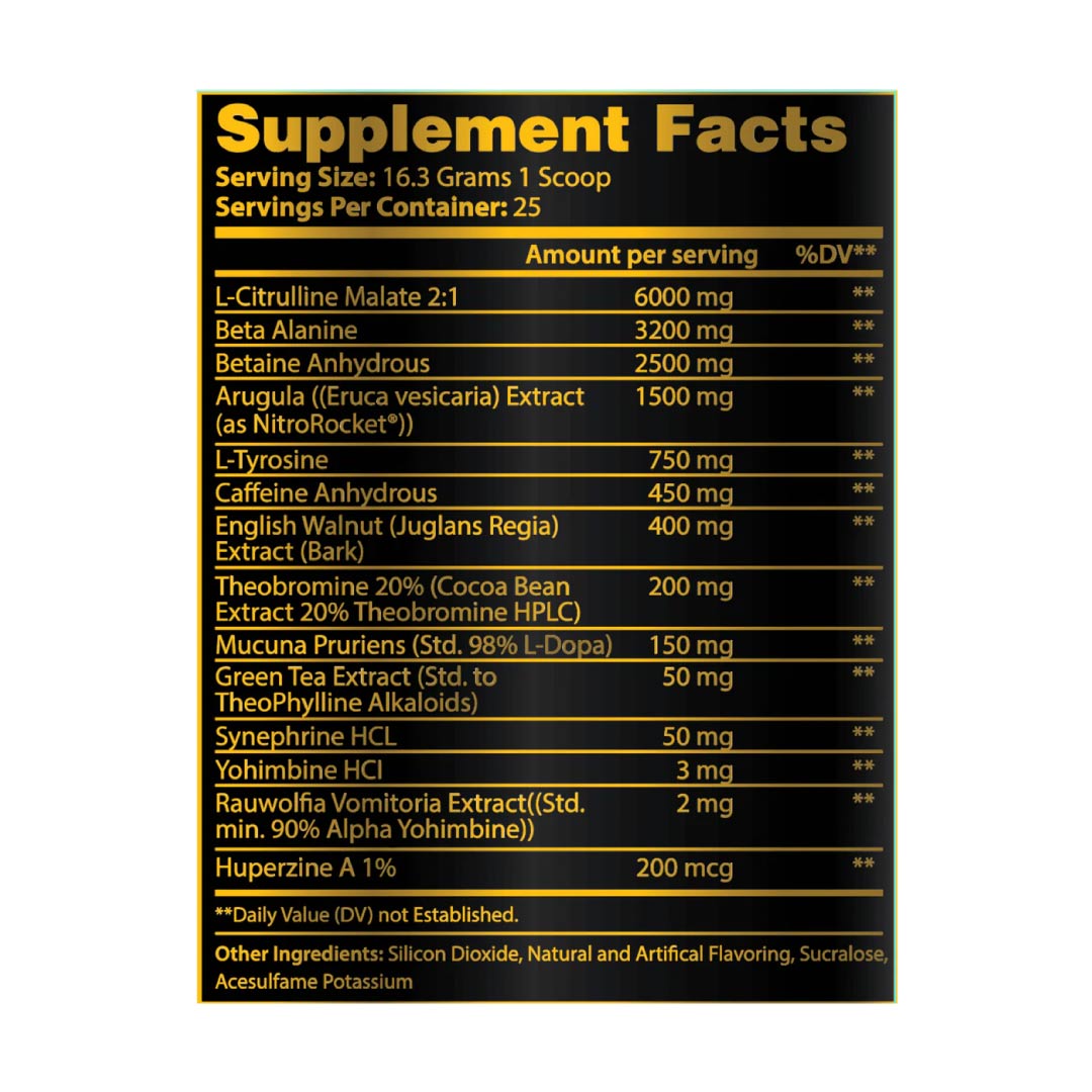 Cannibal Ferox Pre Workout ingredient label