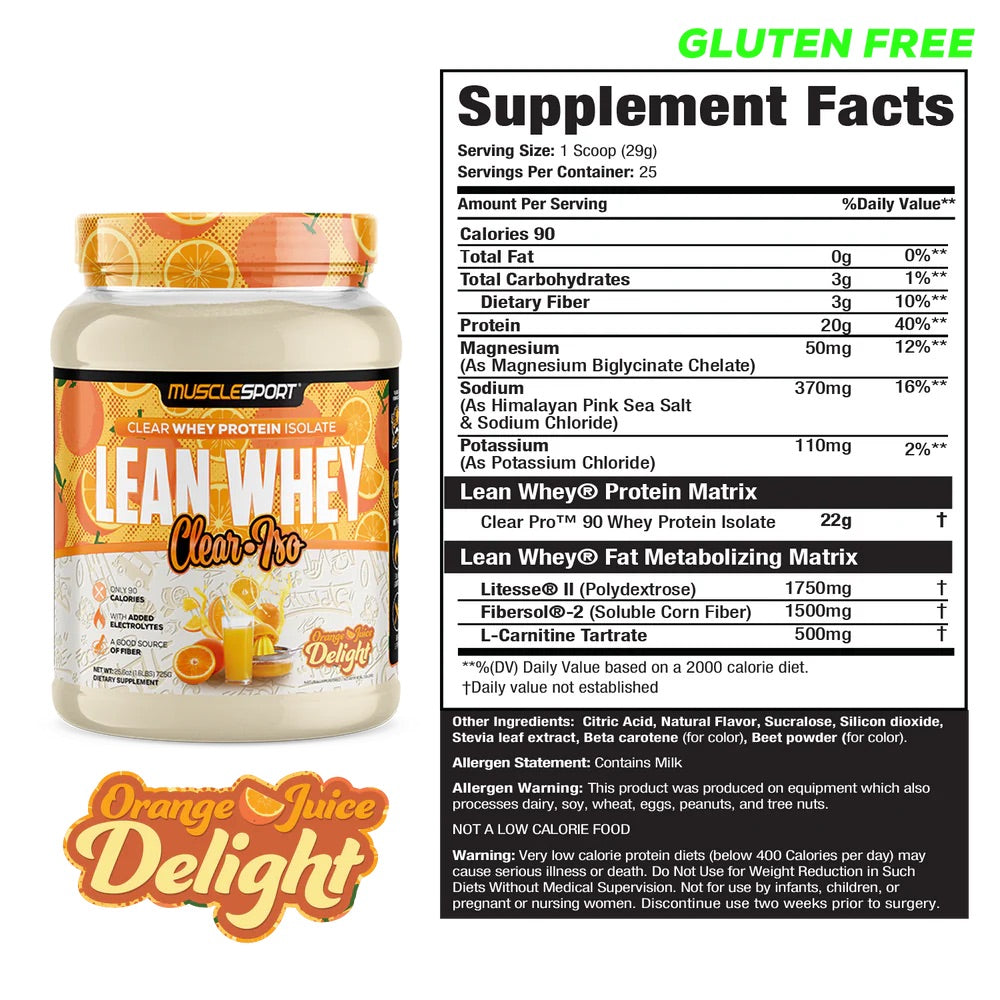 MuscleSport Clear Iso ingredient label