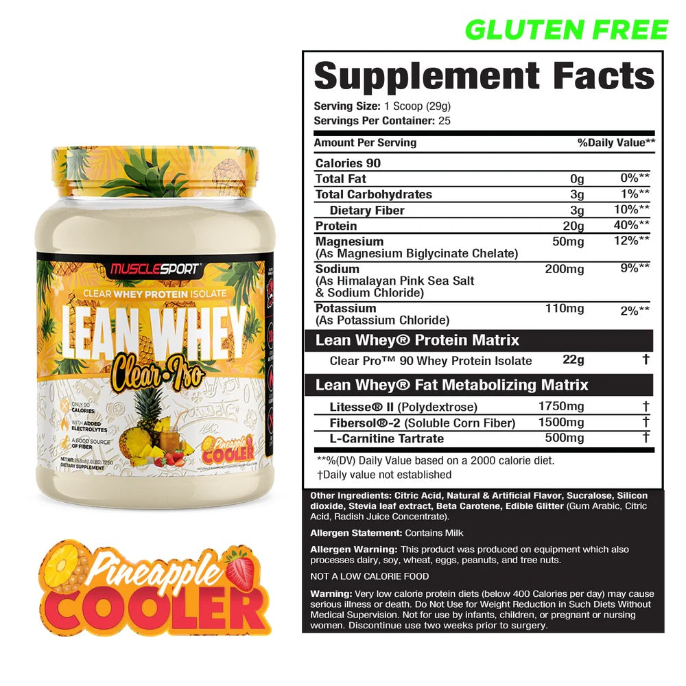 MuscleSport Clear Iso ingredient label 2