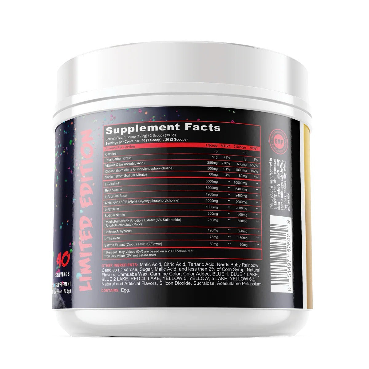 PANDA X HTLT Alter Ego Pre Workout ingredient label