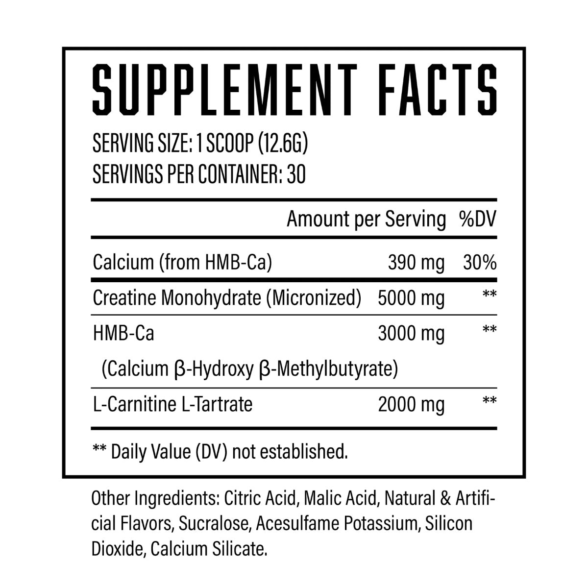Creatine HMB LCLT ingredient label 2
