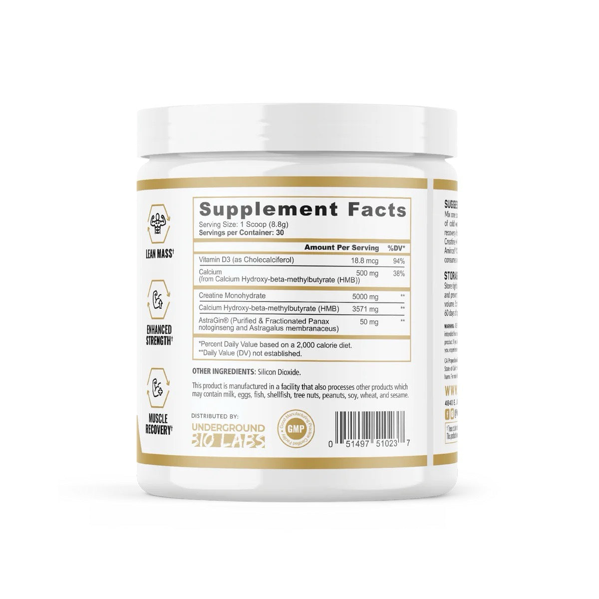 Panda Supps Creatine + HMB ingredient label 2