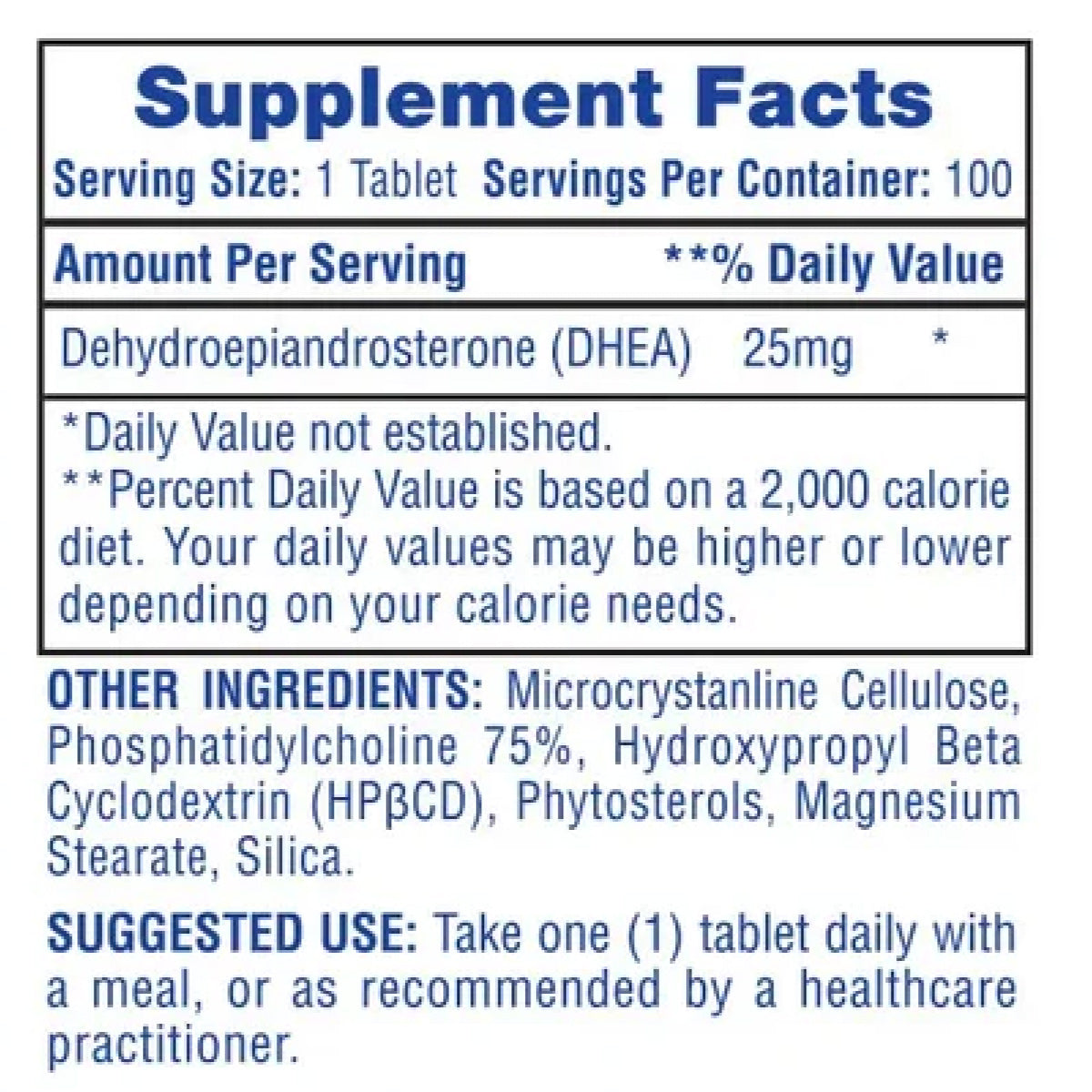 Hi Tech DHEA ingredient label