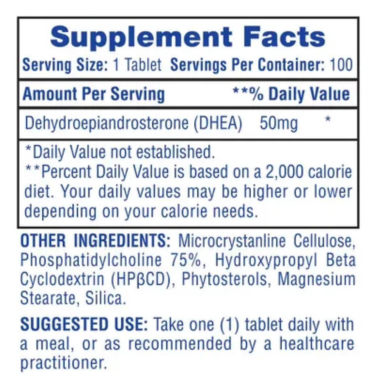 Hi Tech DHEA ingredient label 2
