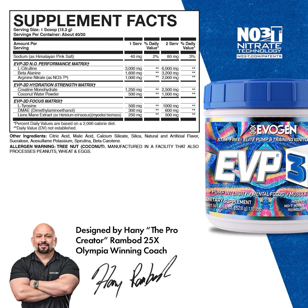 EVP-3D Non Stim Pre Workout | Evogen Nutrition – NutriCartel