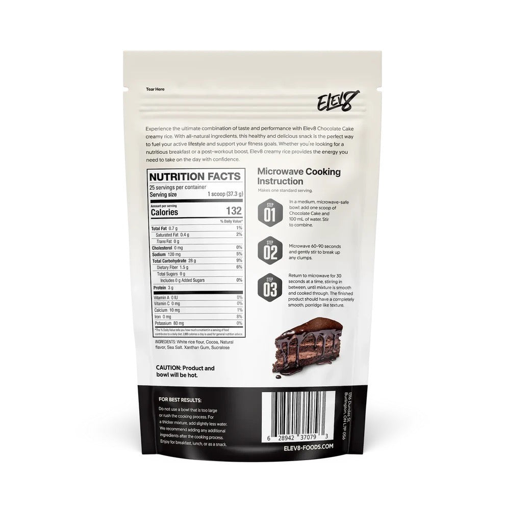 Elev8 Creamy Rice ingredient label 2