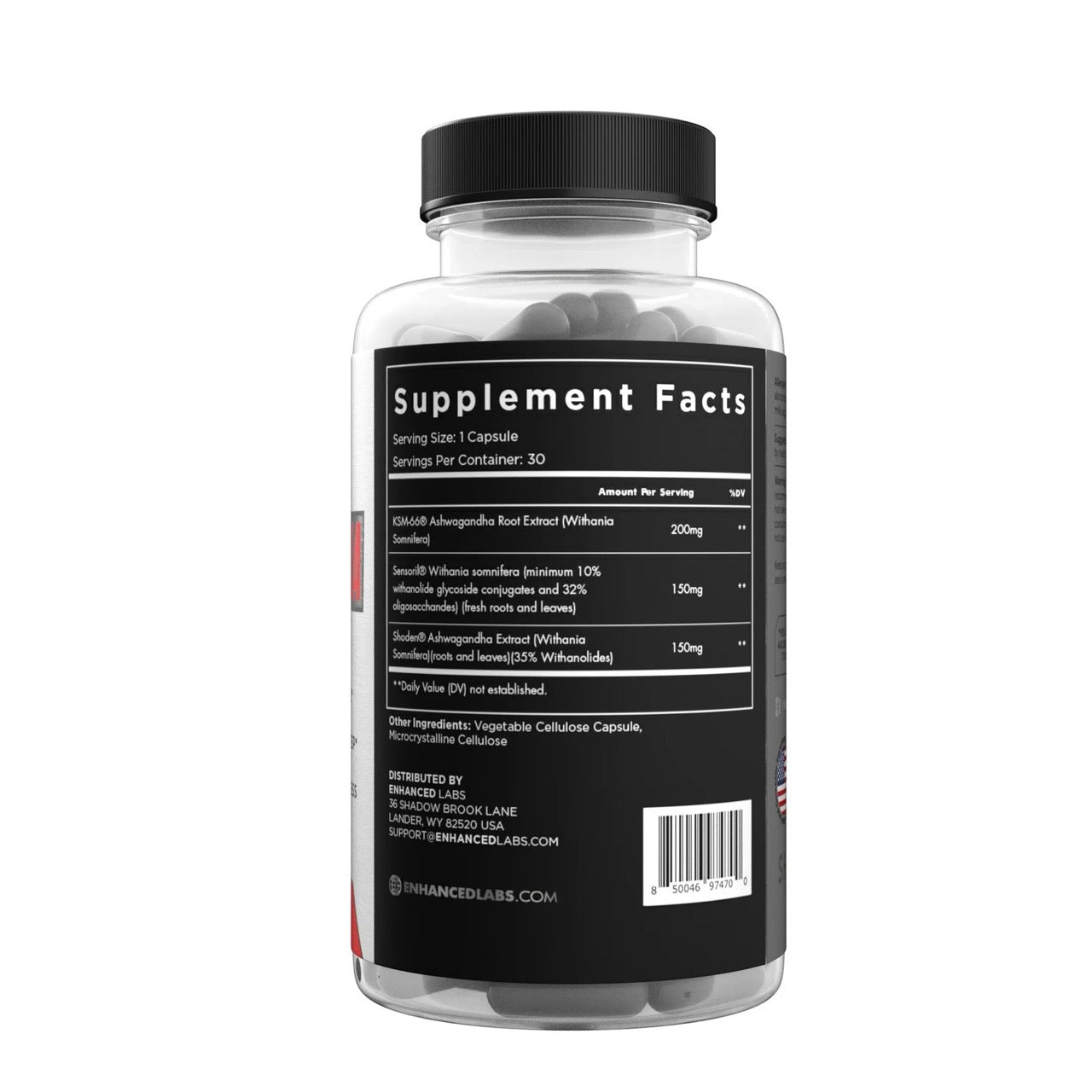 Enhanced Labs Ashwagandha ingredient label