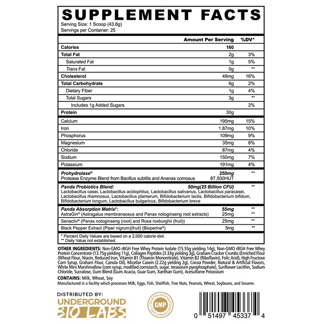 Panda Fuel Protein Blend ingredient label 2