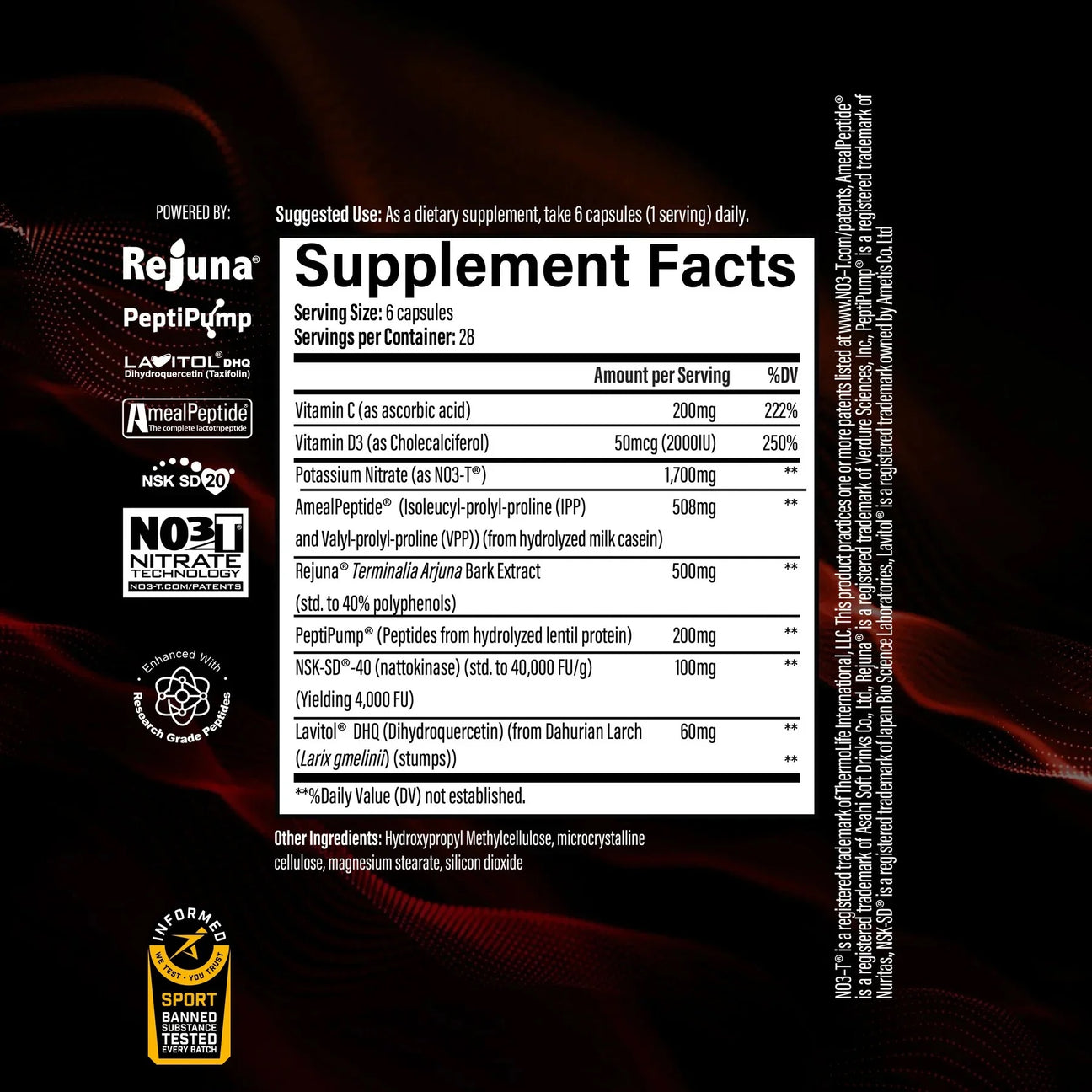 Infinis Blood Flow Support ingredient label