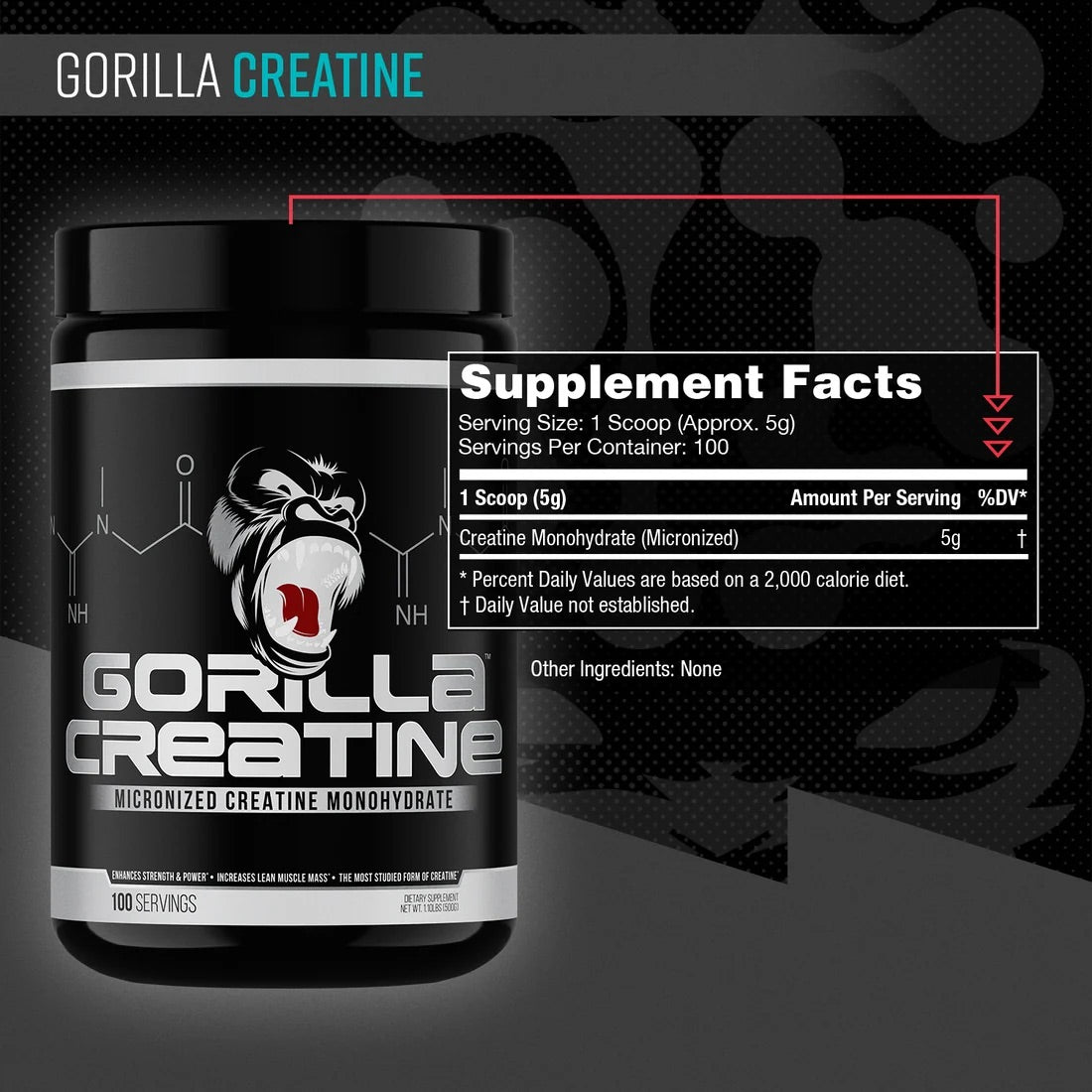 Gorilla Mode Creatine Monohydrate ingredient label