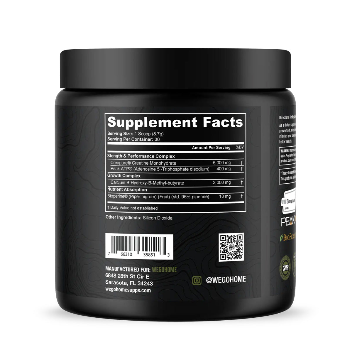 Guerilla Strength ATP Blend ingredient label