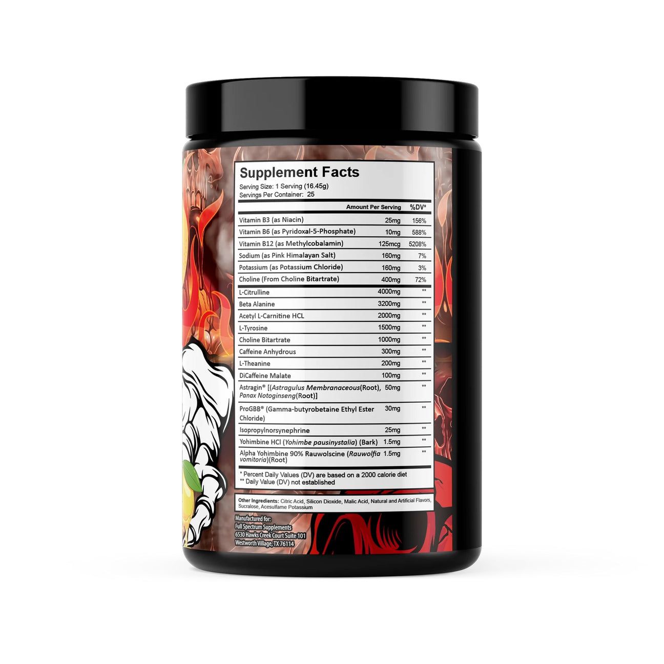 N.O.Torious Heat Pre Workout ingredient label
