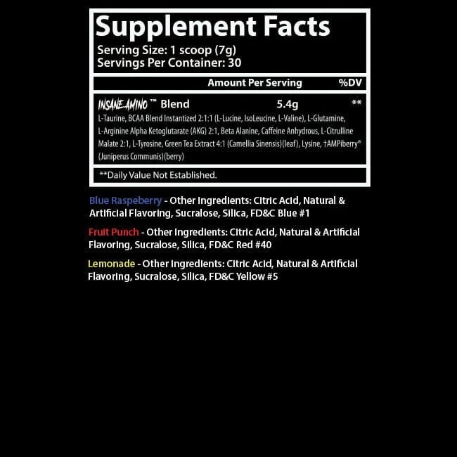 Insane Amino Hellboy ingredient label