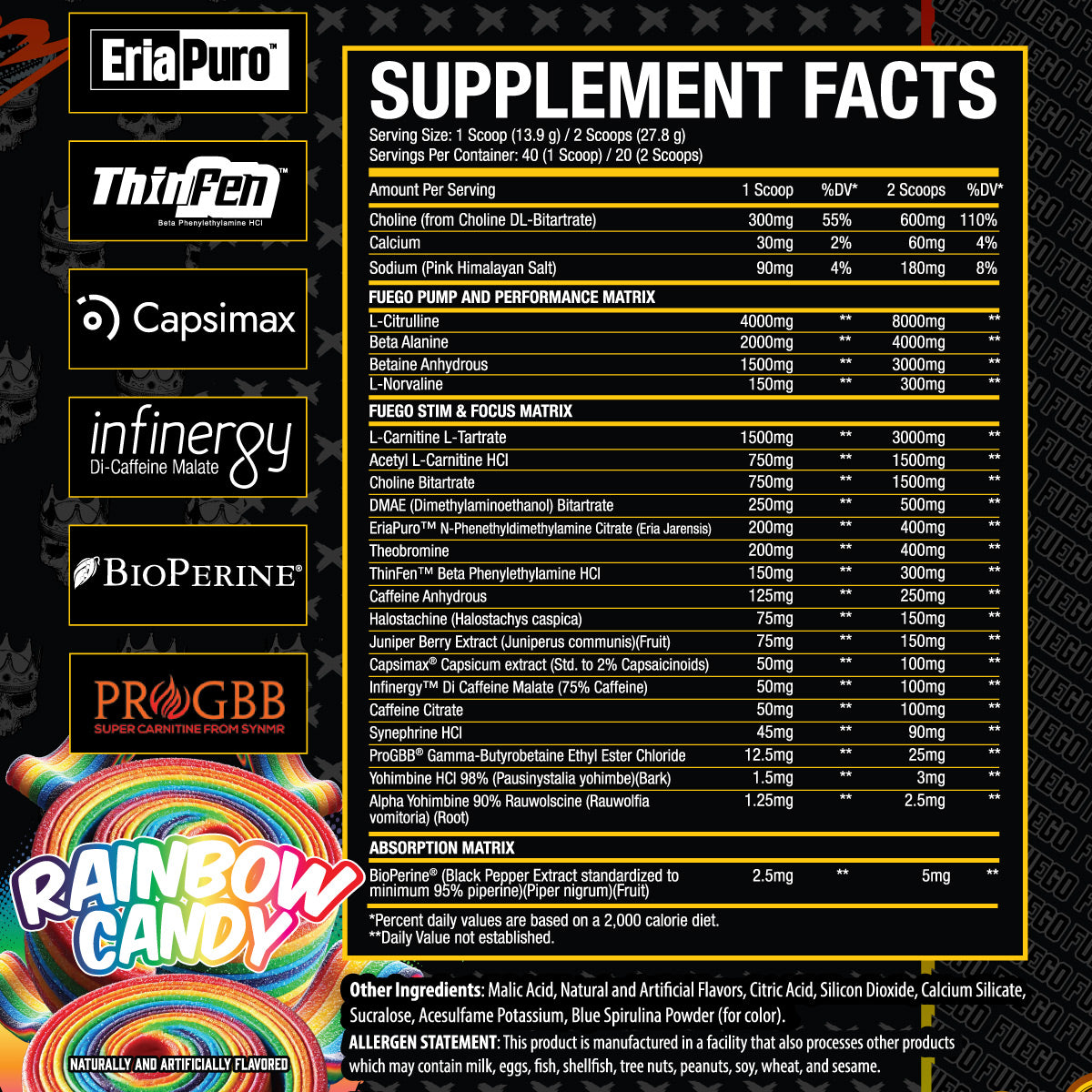 El Jefe™ Fuego Pre Workout ingredient label