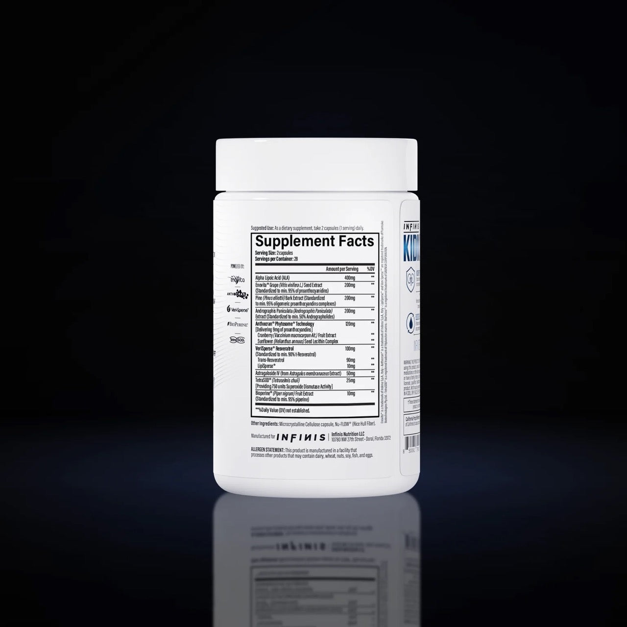 Infinis Kidney ingredient label