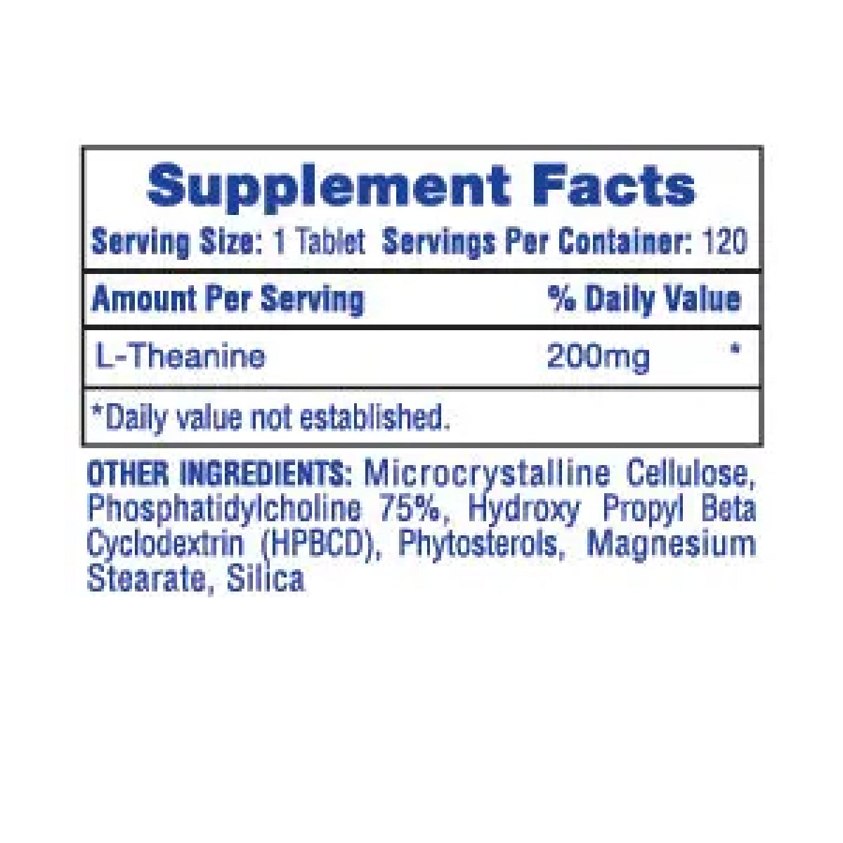 Hi Tech L-Theanine ingredient label