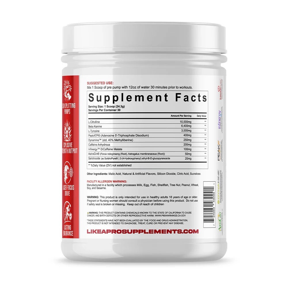 9 Volt Pre Workout ingredient label 6