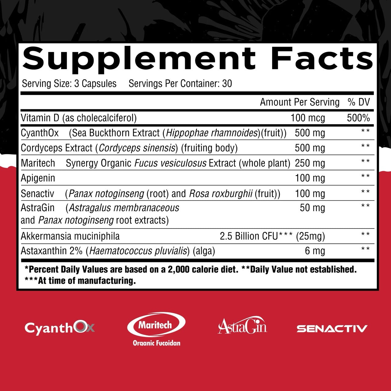Unmatched Stem Cell ingredient label