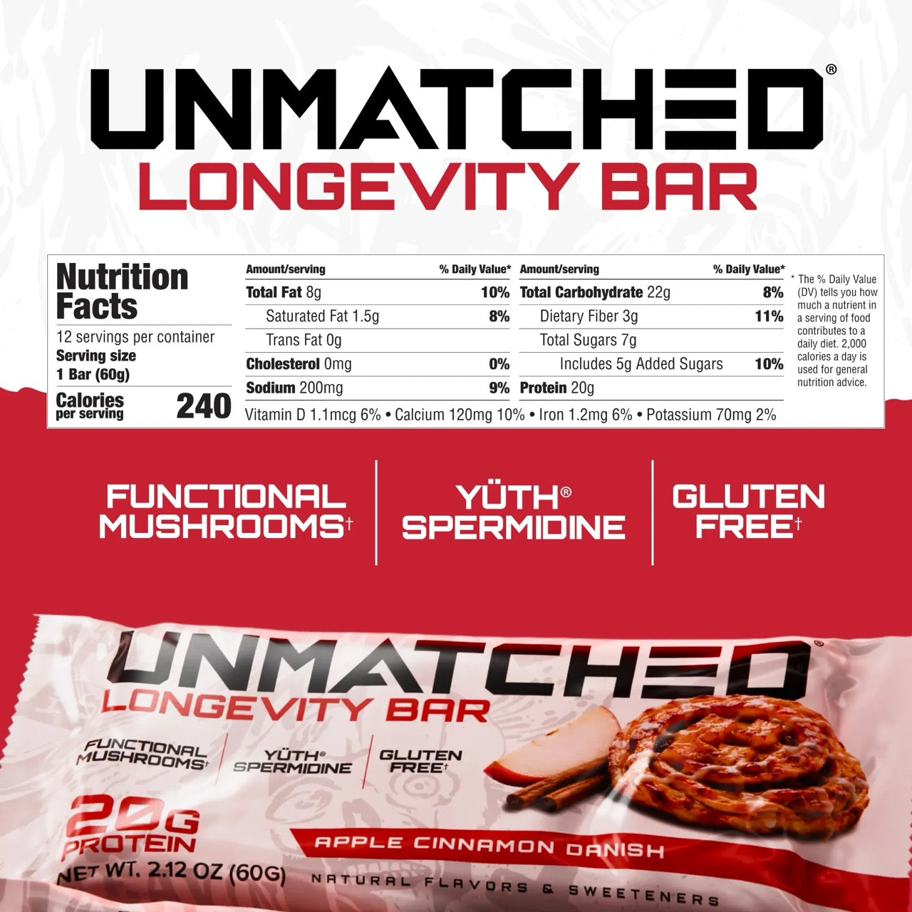 Unmatched Longevity Bar ingredient label