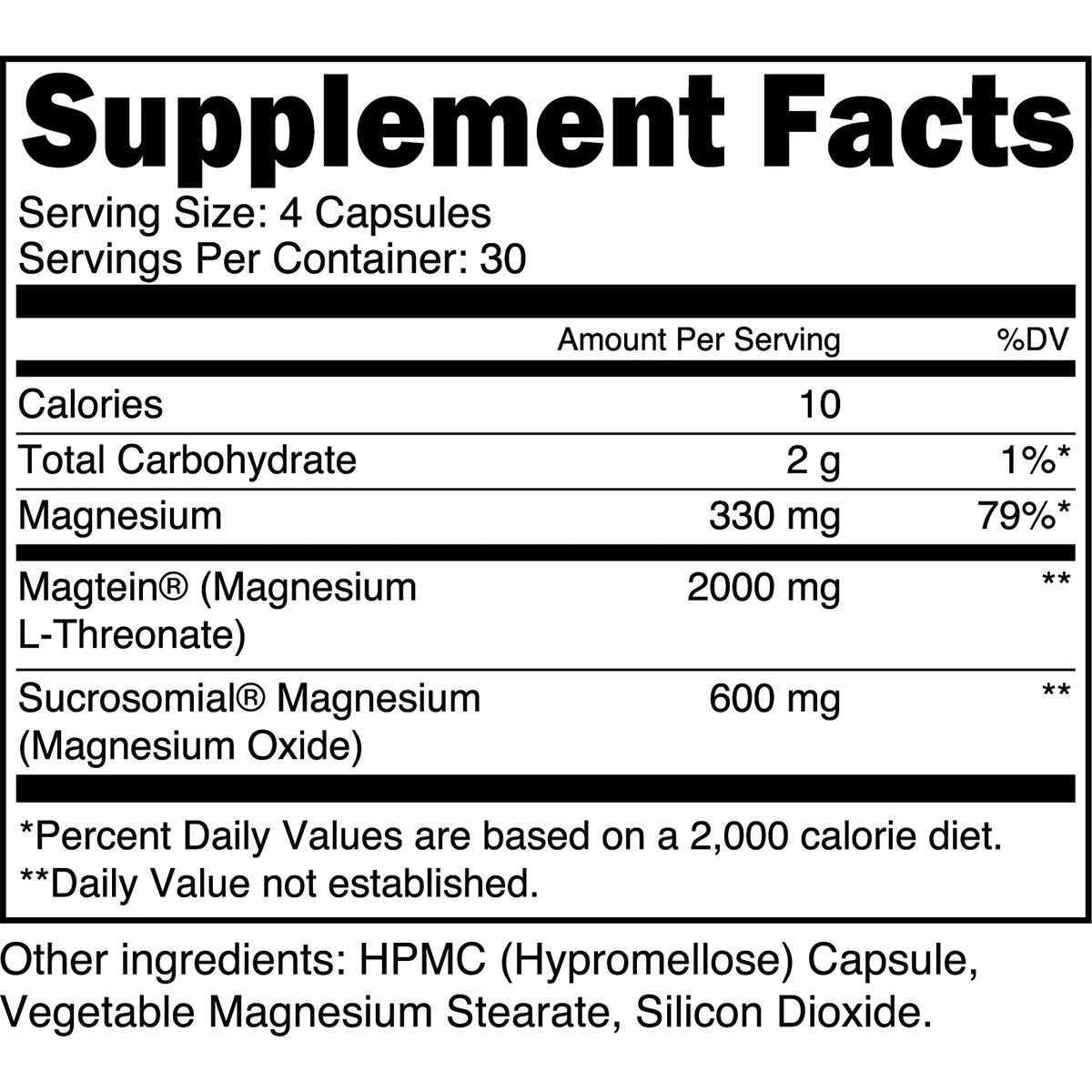 Transparent Labs Mag AM + PM ingredient label 2