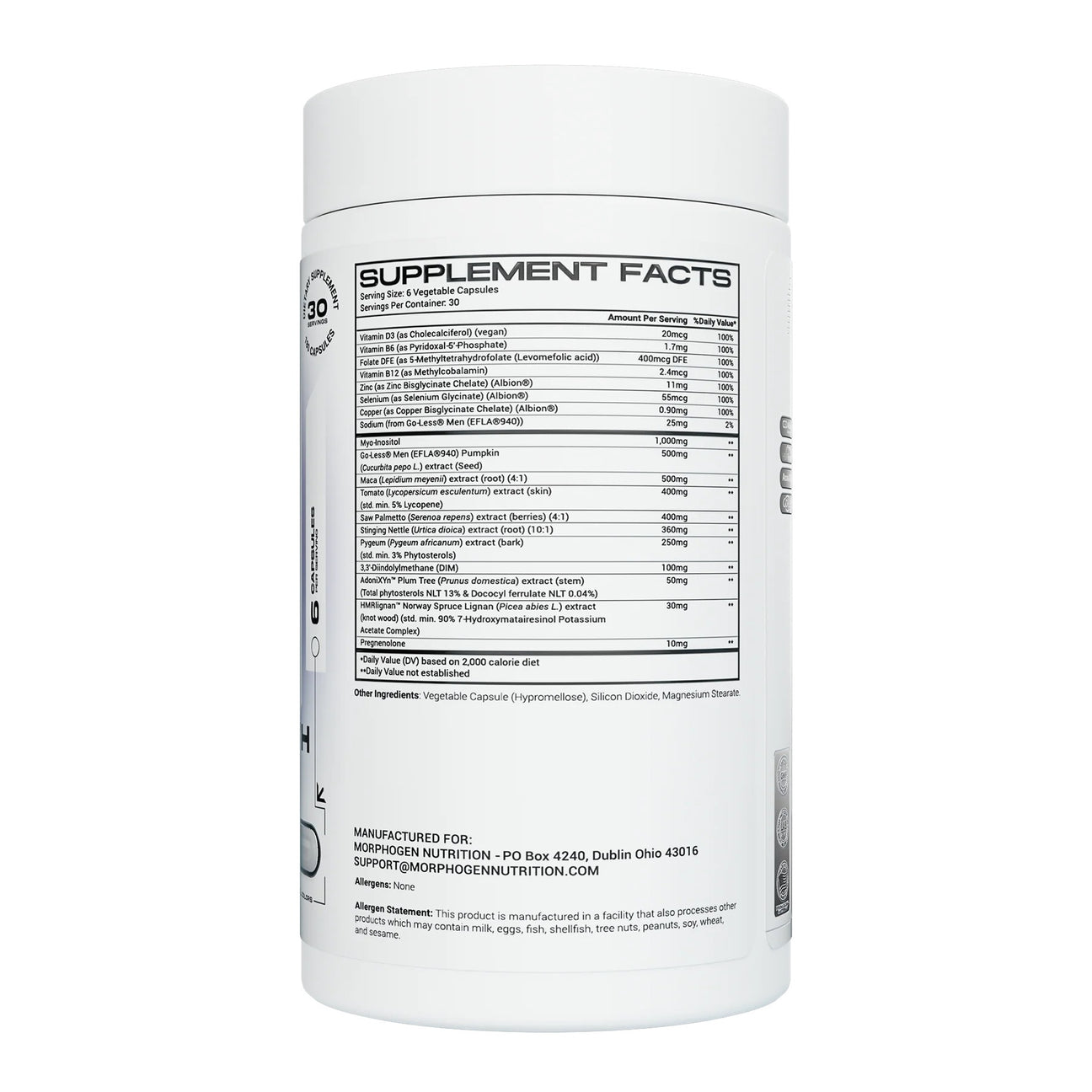 MorphoGen Nutrition ADONIS ingredient label 2