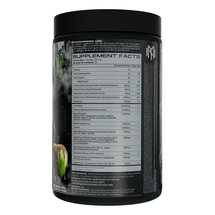 VoluGEN Pump Pre Workout ingredient label