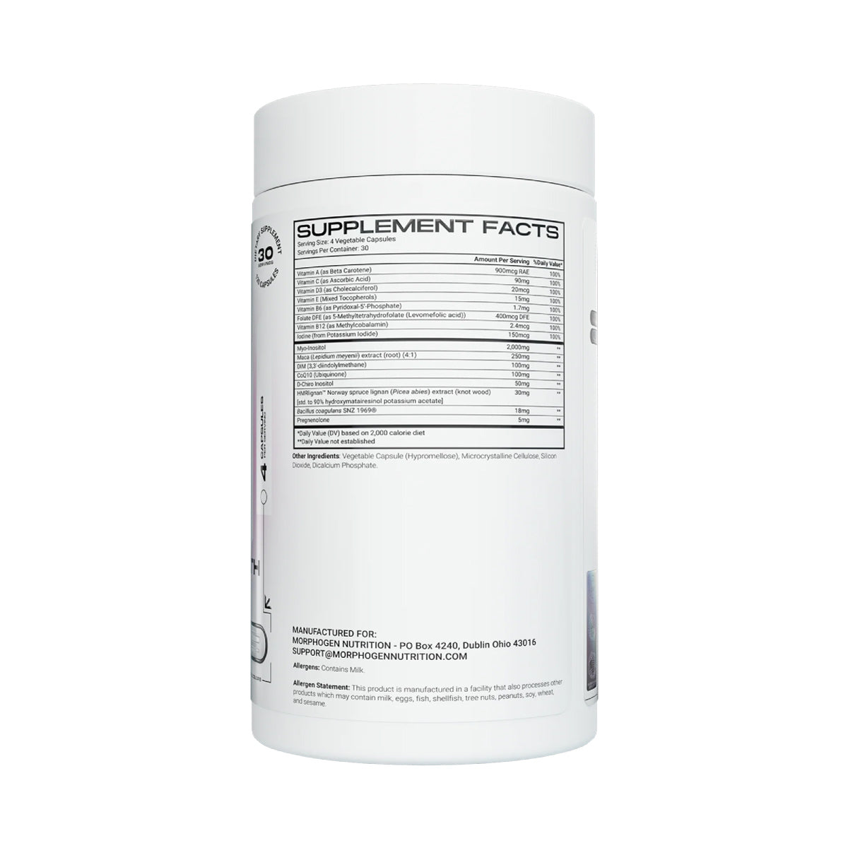 MorphoGen Women's Health + Libido ingredient label