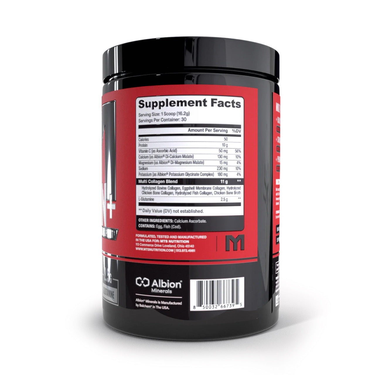 MTS Collagen+ ingredient label