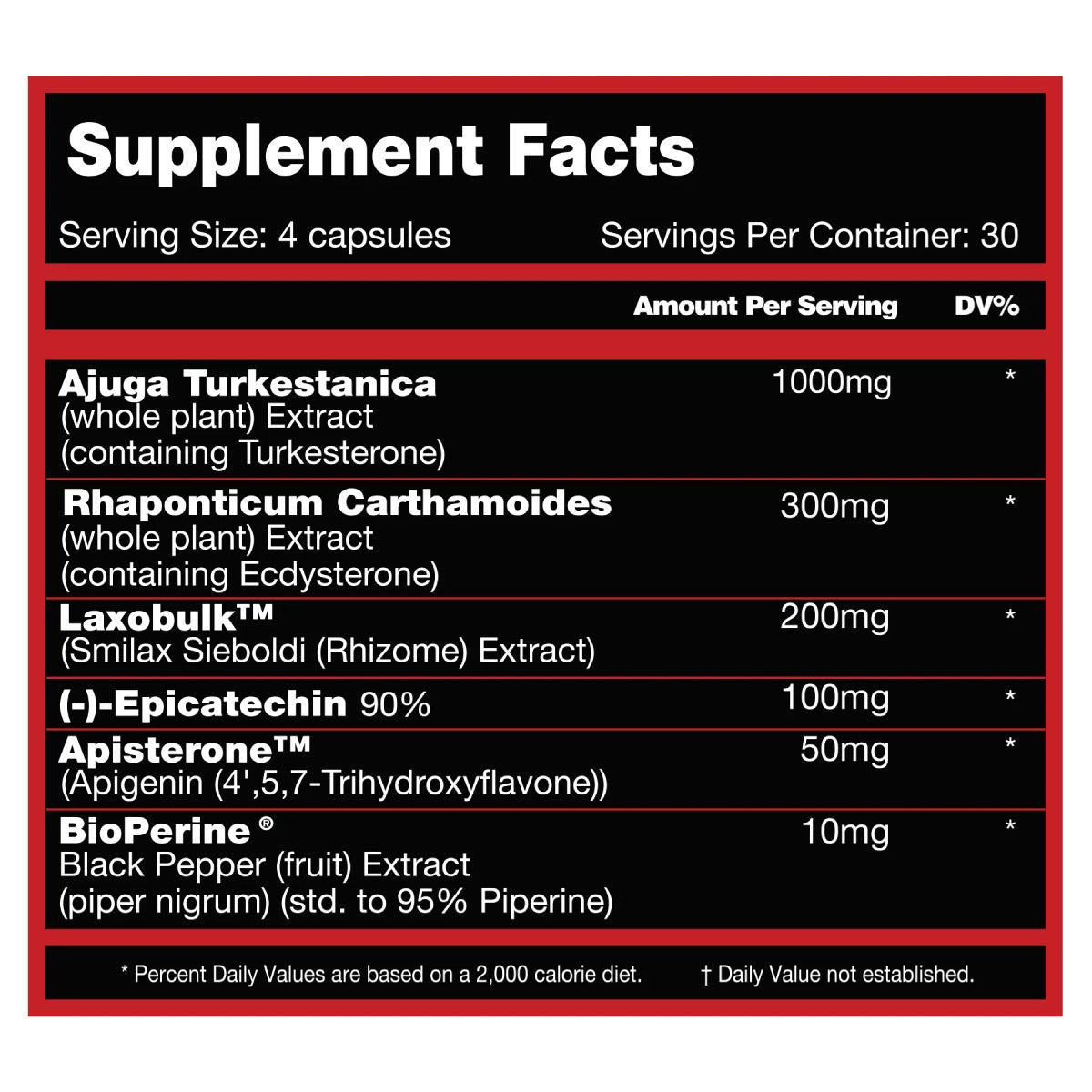 Mass Monster ingredient label