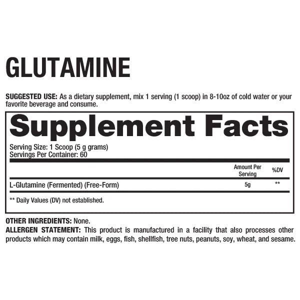 Dragon Pharma Glutamine ingredient label